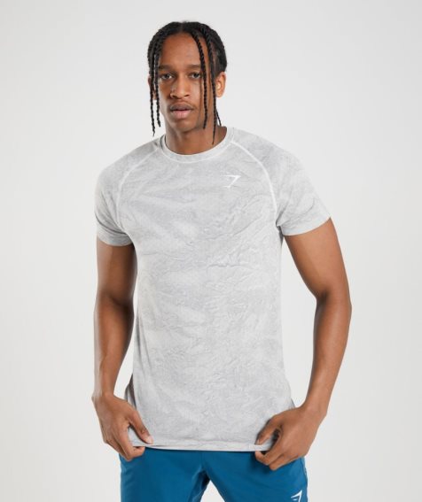 Men's Gymshark Geo Seamless T-Shirts Light Grey | CA 516N7A